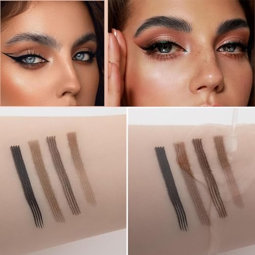 Magic Eyebrow Pencil 1Pcs Waterproof Eyebrow Tattoo Pencil 3D Microblading Eyebrow Pencil with 4 Fork Tip, Natural Makeup Fine Stroke Magic Eyebrow Pencil for women (Dark Brown)
