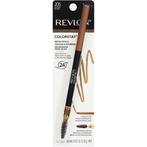 Revlon ColorStay Eyebrow Pencil with Spoolie Brush, Waterproof, Longwearing, Angled Tip Applicator for Perfect Brows, 205 Blonde, 0.021 oz