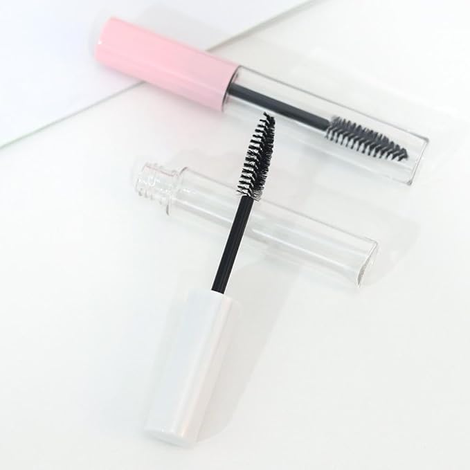 6pcs 10ml Empty Eyelash Cream Container,Mascara Tube with Rubber Inserts,DIY Mascara Tube Sample Vials with Cap,Plastic Travel Refillable Bottles