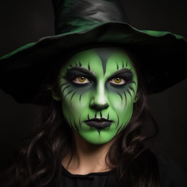 BOBISUKA White Black Green Face Paint + 3PC Sponge + Brush Body Paint Set, Colored Eye Black for Baseball Softball Sport Games, Zombie, Monster Face Painting Kit for Halloween, Cosplay, Costume, SFX Special Effect and Theme Parties