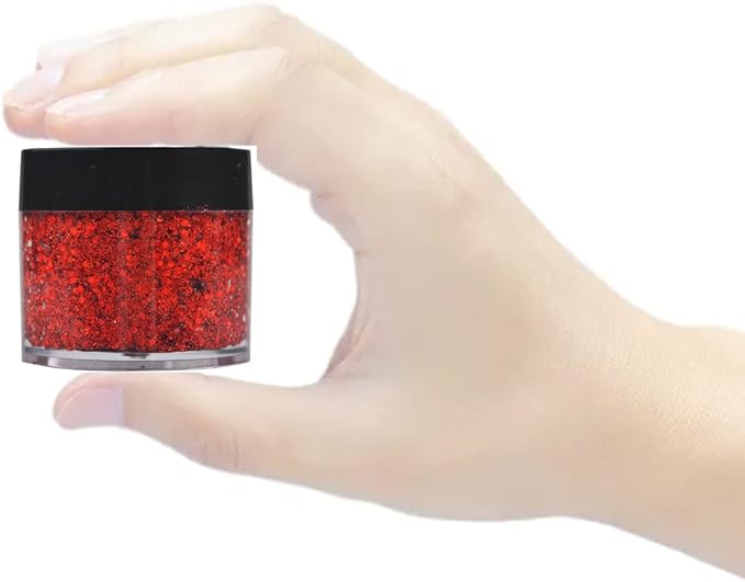 GL-Turelifes Colorful Sparkling Body Glitter Mermaid Sequins Chunky Glitter Gel Hair Glitter Gel Festival Glitter Cosmetic for Face Hair Nails Stage Bride Makeup Long Lasting 30ml (Red)
