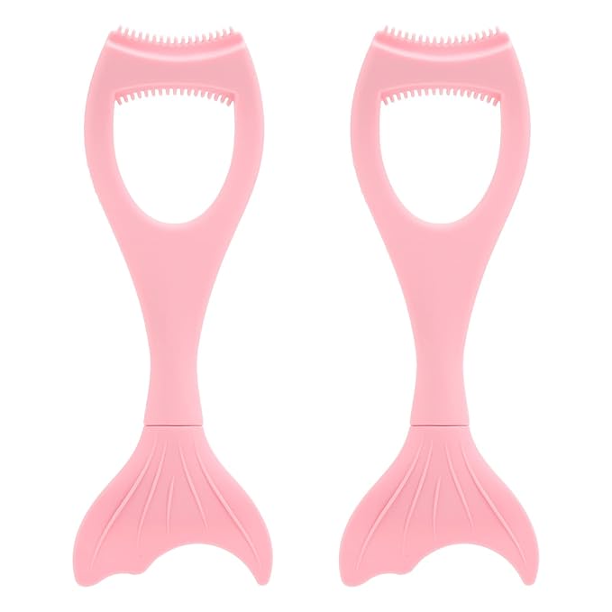 Tbestmax 2 in 1 Mascara Eyeliner Guard, Silicone Mascara Lash Shield Applicator, Eyelash Comb Pink 2 Pcs