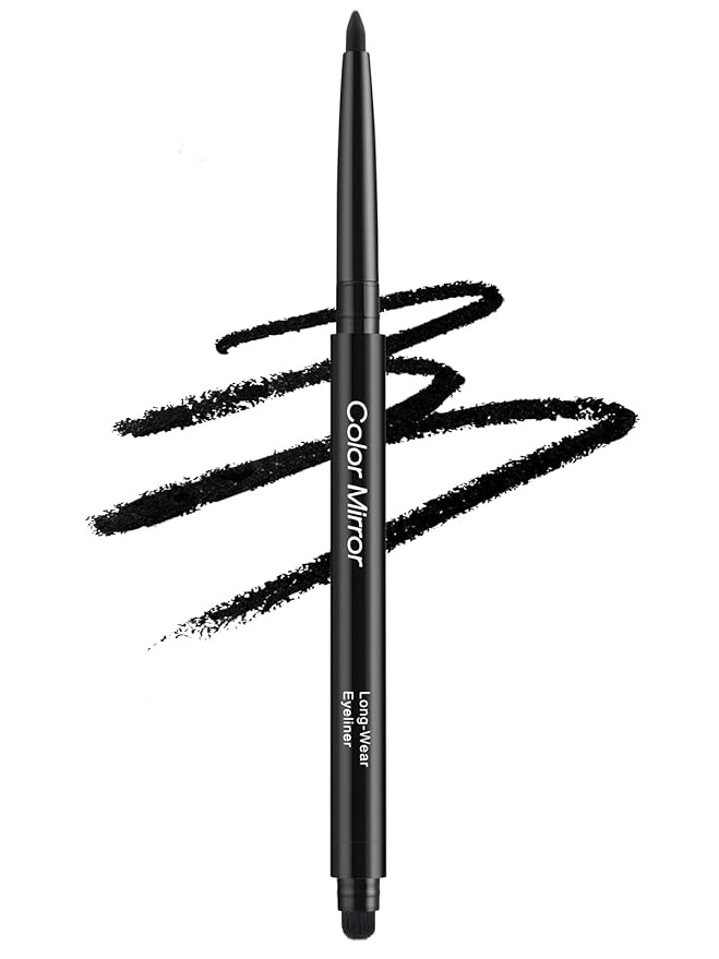 Smudge Proof Eyeliner, Waterproof Retractable Eye liner with Brush, Matte and Shimmer Eyeliner Pencil, Creamy Texture, Long lasting & Smooth(01 Black Matte)