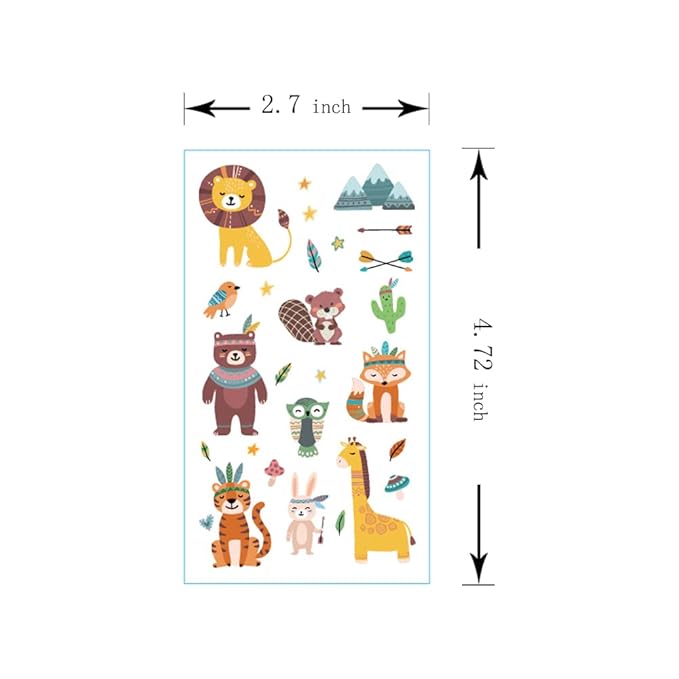 (Pack of 10 Sheets) Animals Waterproof Temporary Tattoo Stickers for Kids Boys and Girls, Party Favors Decorations