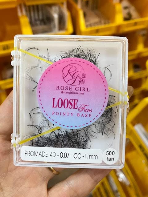 Loose Promade Fans - Natural Look Handmade Volume Eyelashes From 3D To 16D - C CC D DD Curl - False Lashes Extensions - Thickness 0.03~0.1 mm - 8~20 mm Length(4D-0.07-CC (14mm))