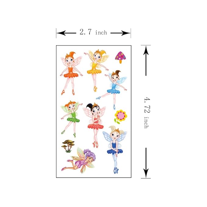 (Pack of 10 Sheets) Floral Fairy Waterproof Temporary Tattoo Stickers for Kids Boys and Girls, Party Favors Decorations