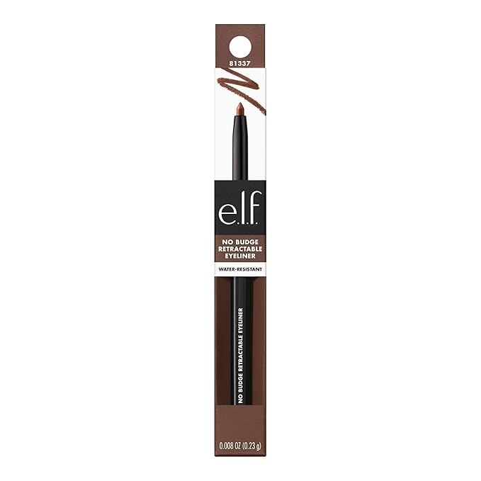 e.l.f. No Budge Retractable Eyeliner, Creamy, Ultra-Pigmented, Coffee