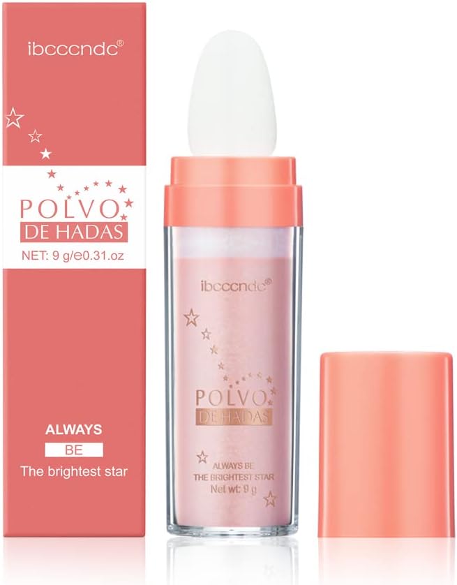 Ibcccndc Polvo De Hadas Fairy Highlight Patting Powder Highlighter Body Glitter for Face Hair Eye Lip and Body,Make Up for Prom, Festival Rave, Stage Makeup (Pink)