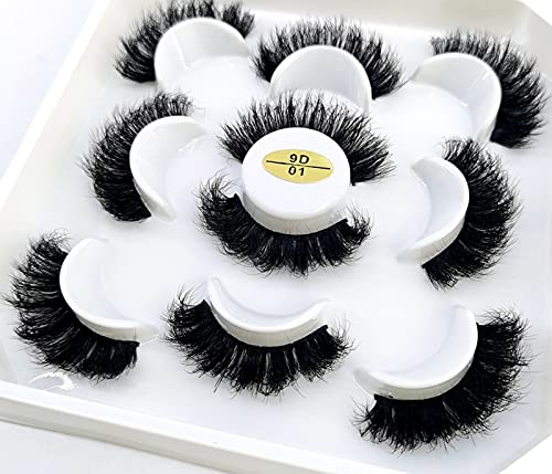 HBZGTLAD new 5 Pairs 25 mm 3d Mink Lashes Bulk Faux with Custom Natural Mink Lashes Pack Short Wholesales Natural False Eyelashes (9D-01)