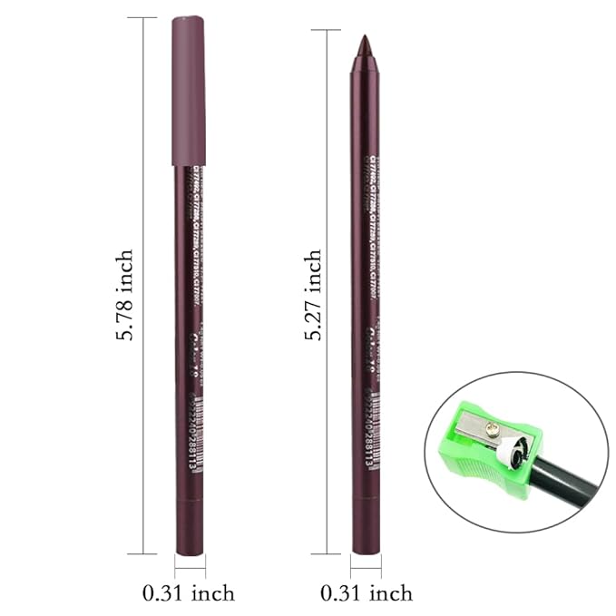 evpct Plum Purple Eyeliner Pencils for Eyes, Plum Purple Colored Eye Liner Pencil Pen Makeup Waterproof Smudge Proof, Colored Gel Waterline Eyeliner Liquid, Face Eye Paint Stick Halloween Makeup 18