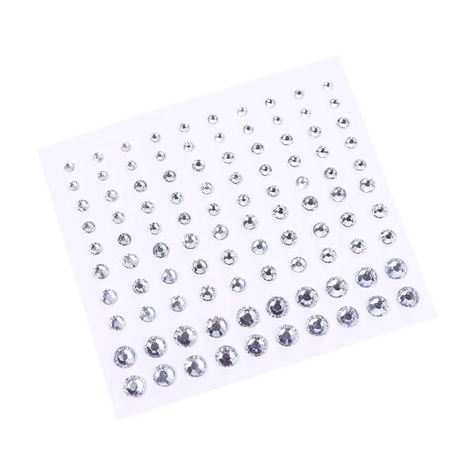 Pokinge 4Pcs Face Makeup Gems Art Decoration,3D Pearls Rhinestone Makeup Self Adhesive Sticker For Face Eyebrow Eye Makeup Nail Art