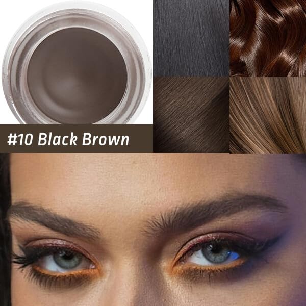 Black Brown Eyebrow Pomade, Eye brow Wax Long lasting Smudge proof Ideal, for Precision Eyeliner and Brow Definitio