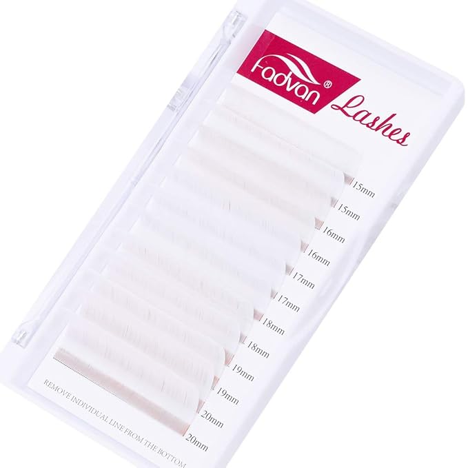 Volume Lash Extensions White Eyelash Extensions 0.07mm Easy Fan Lashes D Curl 15-20mm Mixed tray Colored Eyelash Extensions FADVAN Lashes Easy Fan Colored Lashes (white-D, 15-20mm)