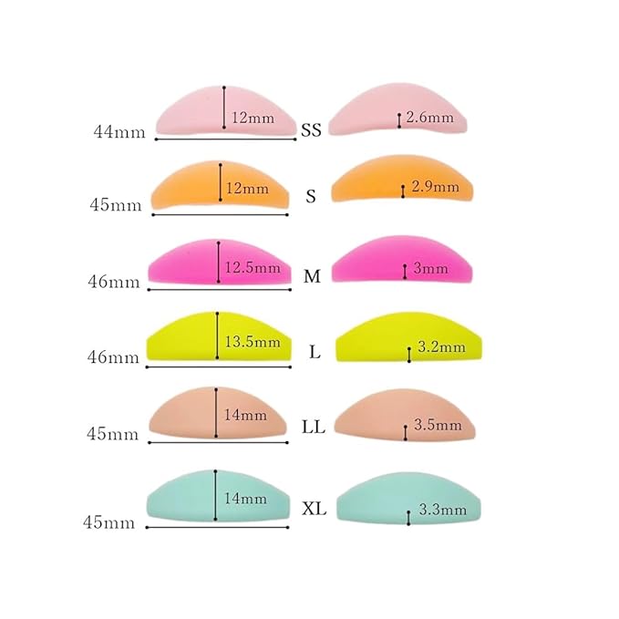 Lash Lift Shields No glue Eyelash Lifting Shield Wider Lash Lift Pads Rainbow Lami Lamination Roller LM Curler Pad Soft Eyelash Perm Rod 6 Size Air Bubble Silicone Light Weight Guard Natural Lifting