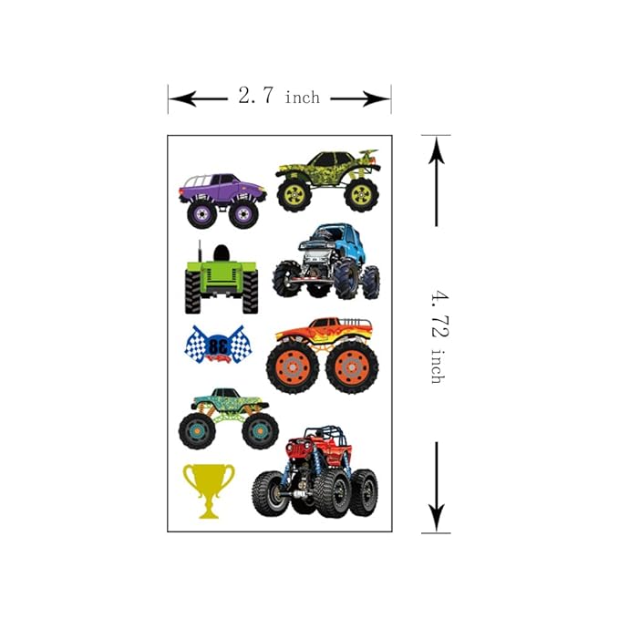 (Pack of 10 Sheets) Racing Car Waterproof Temporary Tattoo Stickers for Kids Boys and Girls, Party Favors Decorations