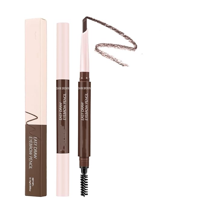 MAEPEOR Eyebrow Pencil 5 Colors Define Shape and Fill Brows with Brush, Longwearing Eye Brow Pencil for Soft Textured Natural Daily Look (05 Dark Brown)