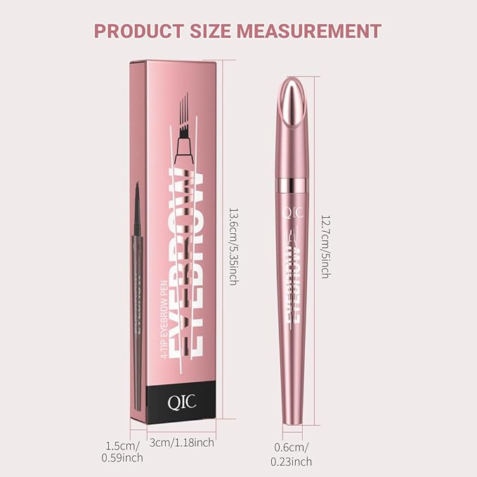 Magic Eyebrow Pencil Waterproof Microblading Eyebrow Pencil Contouring Pen, 4 Tip Microblade Eyebrow Pen Natural Brows Pen for Women (Black)
