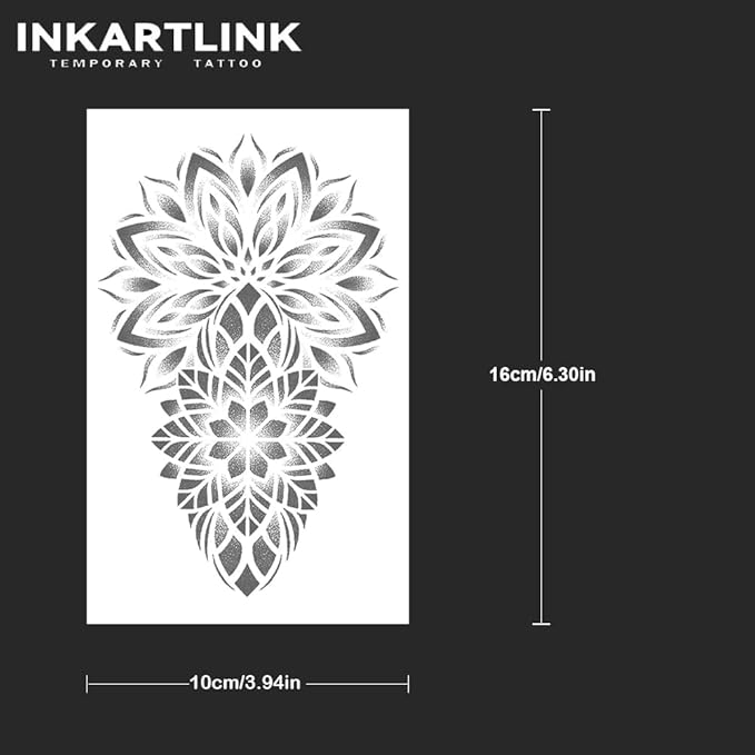 Tattoo Tech, 2 Sheets Extra Large Semi Permanent Tattoo, Temporary Tattoos, Last 1-2 Weeks, Waterproof, Realistic Look, No Adhesive, (henna)318