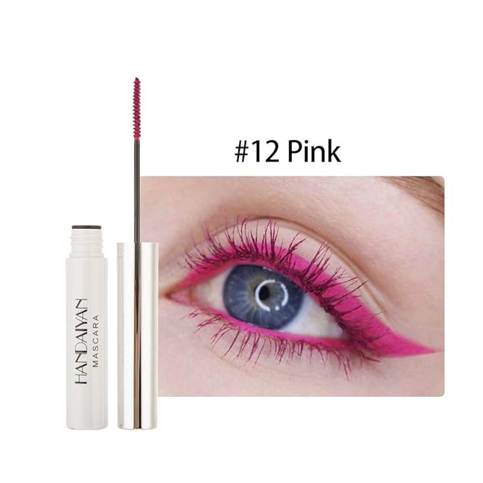 GL-Turelifes 12 Color Mascara - Charming Longlasting, Thick & Long Eyelash, Waterproof & Smudge-proof Eyes Makeup (Pink)