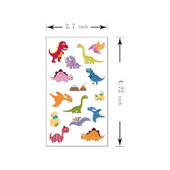 (Pack of 10 Sheets) Dinosaur Waterproof Temporary Tattoo Stickers for Kids Boys and Girls, Party Favors Decorations