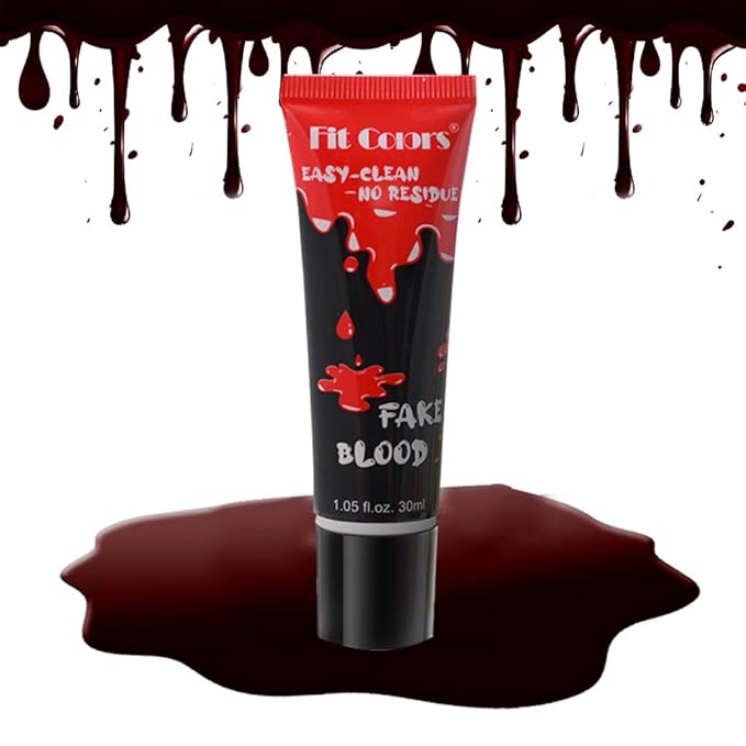 GL-Turelifes Halloween Fake Blood Paint Makeup, Coagulated Blood Scab Blood Gel, Special Effects Wound Modeling SFX Makeup for Zombie Vampire Monster Cosplay Mouth Clothes Dress Up 1.06oz (Black Red)