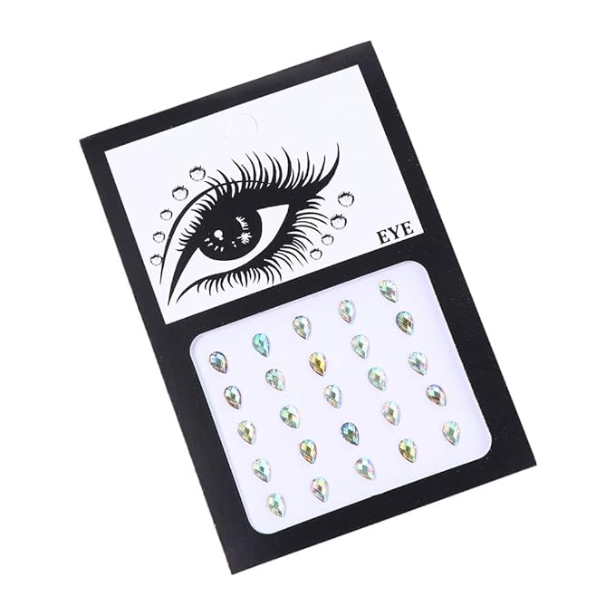 Pokinge 4Pcs Face Makeup Gems Art Decoration,3D Pearls Rhinestone Makeup Self Adhesive Sticker For Face Eyebrow Eye Makeup Nail Art