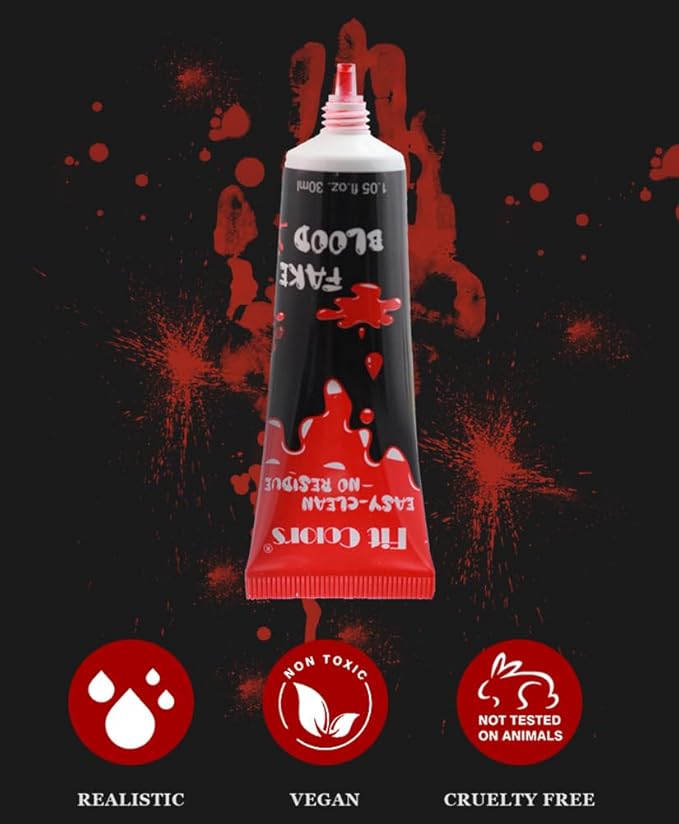 GL-Turelifes Halloween Fake Blood Paint Makeup, Coagulated Blood Scab Blood Gel, Special Effects Wound Modeling SFX Makeup for Zombie Vampire Monster Cosplay Mouth Clothes Dress Up 1.06oz (Black Red)