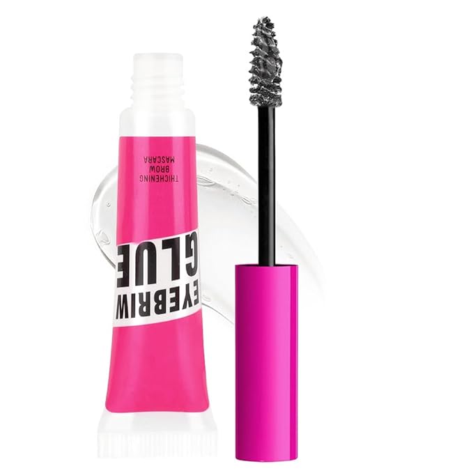 Tinted Thickening Brow Mascara,Brow Fast Sculpt,Waterproof, Transfer-proof, Brush to Fill in Eyebrows and Cover Gray Hairs - Cruelty Free - Light Medium Brown (1 Pack) (1pc 09 transparent brow glue)