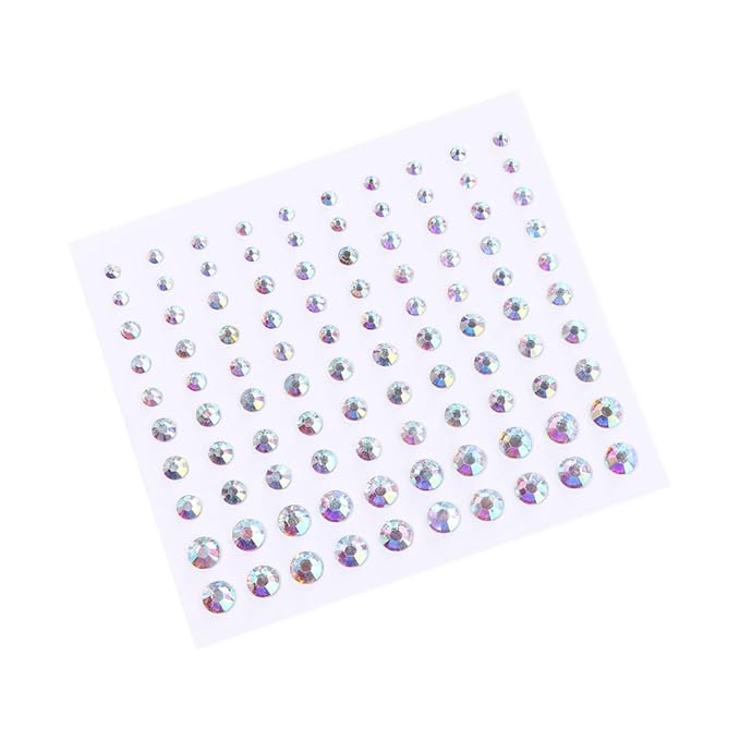 Pokinge 4Pcs Face Makeup Gems Art Decoration,3D Pearls Rhinestone Makeup Self Adhesive Sticker For Face Eyebrow Eye Makeup Nail Art