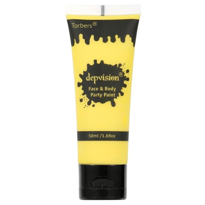 Depvision Face and Body Paint 1.7oz Cream Makeup 50ml Water Based Face Painting Special Effects For Adults Children Kids Halloween Christmas Party Stage Cosplay (Yellow)