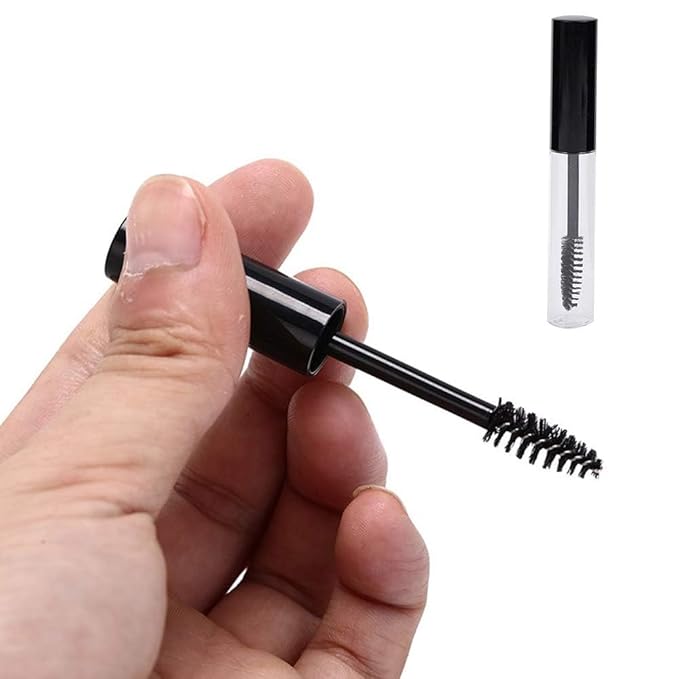 Black Portable Empty Mascara Tube, Eyelash Cream Container Bottle Transparent Plastic Tube Vials Makeup Cosmetics Tool Beauty and Personal Care (5ml)
