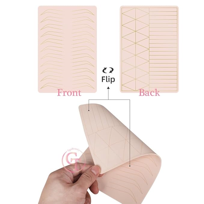 2PCS Doulbe Sides Silicone Practice Skin 1.5mm Thickness Permanent Makeup Tattoo Practice Pad for Eyebrow/Lip Practice (Pink Pad+Golden Line)