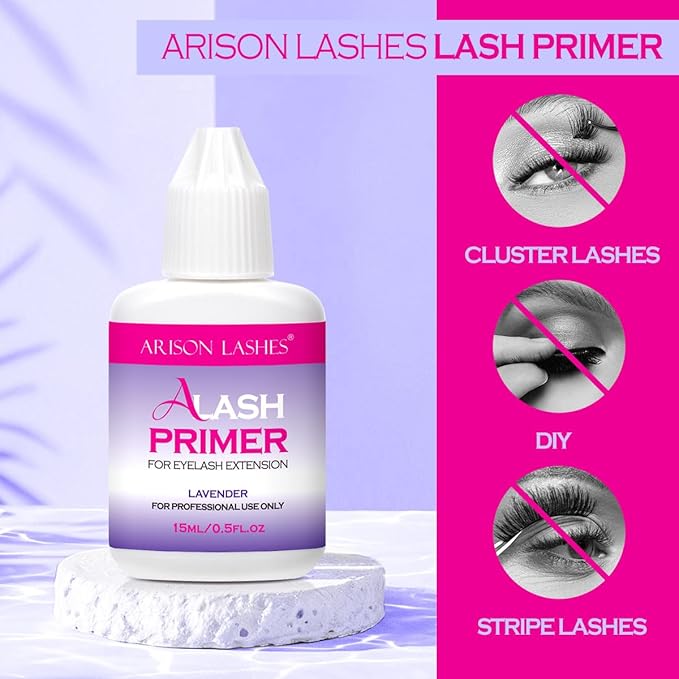 Lash Primer for Eyelash Extensions15ML Eyelash Primer Increase Lash Adhesive Bonding Power Pretreatment for Semi Permanent Lash Extension Ideal for Extend Lash Glue Retention Time(LAVENDER)