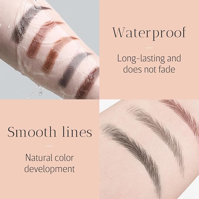 2025 New Magic Eyebrow Pencil, 3D Waterproof Microblading Eyebrow Pencil Contouring Pen 4 Fork Tip, Natural Fine Stroke Microblading (2PCS, Dark Brown)