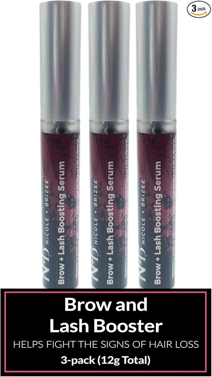 Brow & Lash Serum – Natural Formula with Biotin, Squalene, Ubiquinone, Wheat & Soy Amino Acids, Provitamin B5 – Supports Thicker, Fuller Lashes and Brows – Made in The USA - 3 Pack