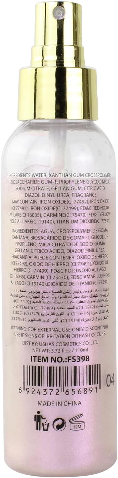 Glitter Spray for Hair, Body & Clothes - Quick-Drying Waterproof Body Shimmer Spray for Stage Makeup, Festivals & Raves - 3.72fl Oz (Purple)