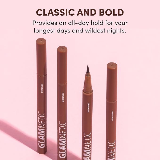 Glamnetic Magnetic Felt Tip Eyeliner - Cocoa Dreams | Soo Future! Brown Waterproof Liquid Liner Pen for Magnetic Eyelashes, Sweatproof, Paraben-Free