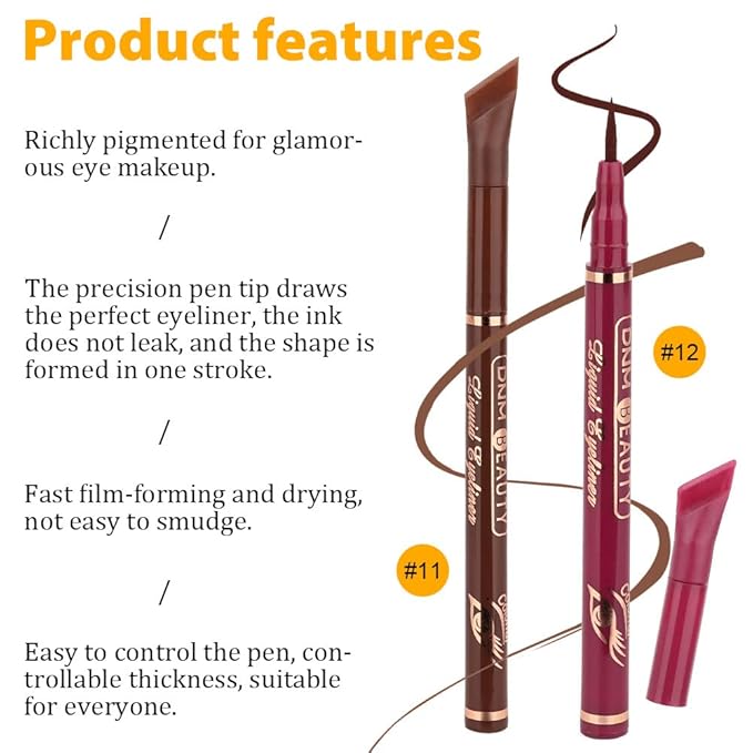 evpct 2Pcs Brown Red Brown Liquid Wing Eyeliner Stamp Eye Pencil Makeup Sets Waterproof Colored Color Eye Liners Stamps Shapes delineador de ojos contra el agua delineadores de colores para ojos 11&12