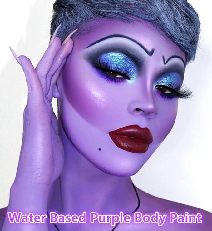 Go Ho Purple Face Paint Stick,Water Based Cream Purple Body Paint Washable,Highly Pigmented,Smooth and Safe for Skin,Halloween Costumes Cosplay SFX Ursula Witch Makeup
