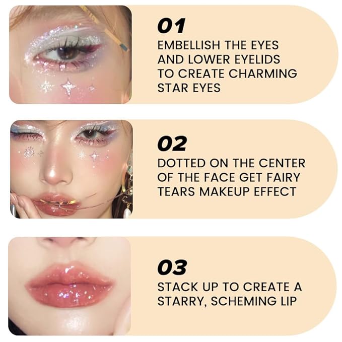 Waterproof Liquid Glitter Sparkly Eyeshadow Eyeliner Makeup.Fairy Eye Shadow Iridescent Pearl Peach Gold Eyeshadow Jewels Liquid Eyeshadow- (02#)
