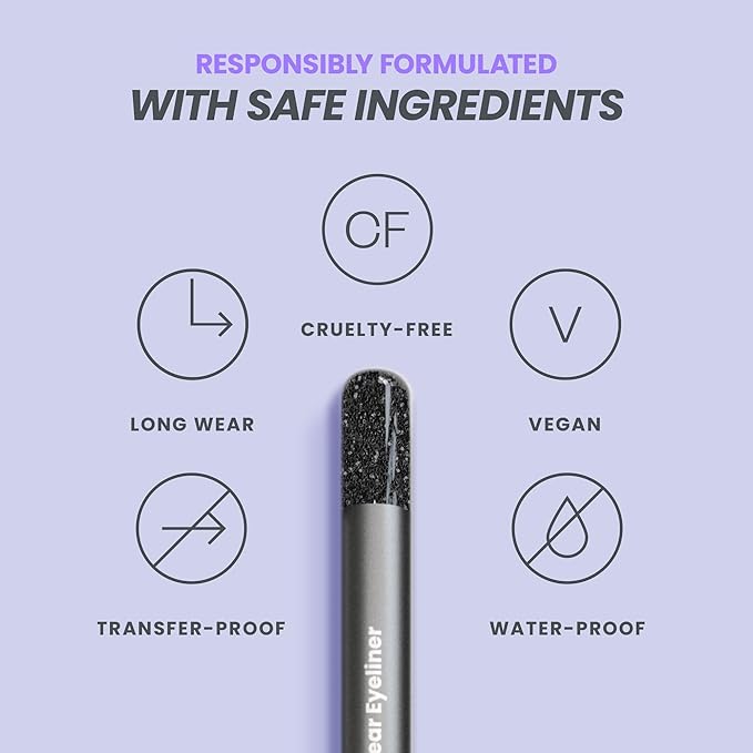 Wonderskin 1440 Longwear Black Glitter Waterproof Eyeliner Pencil - Sharpenable Eyeliner Pencil & Smudge Proof Eye Liner Pencils (Black Truffle)