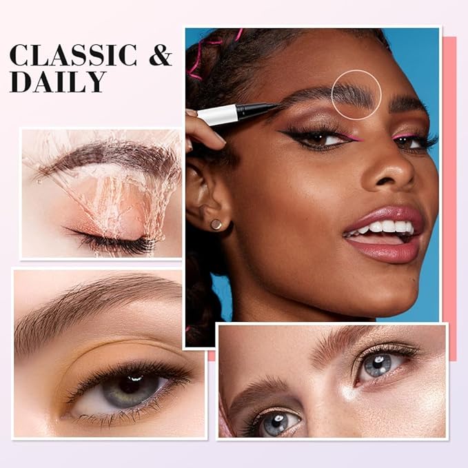 Eyebrow Pen Waterproof Microblading Pencil With 4-Prong Micro-Fork-Tip Applicator, Contouring Pen for Women Creates Natural Looking Brows Effortlessly (Light Brown)