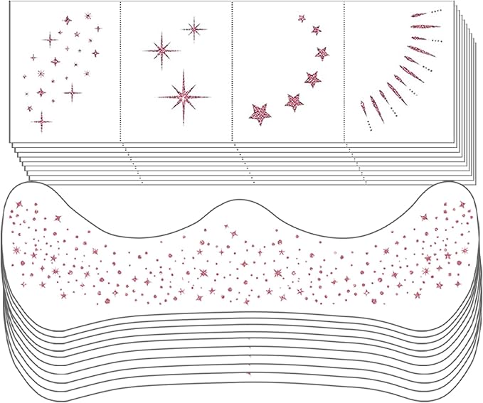 20 Sheets Glitter Freckles Face Tattoo Rose Gold Glitter Freckles Temporary Face Tattoos Makeup Patches,Face Glitter Patches,Face Glitter Freckles Tattoos for Women