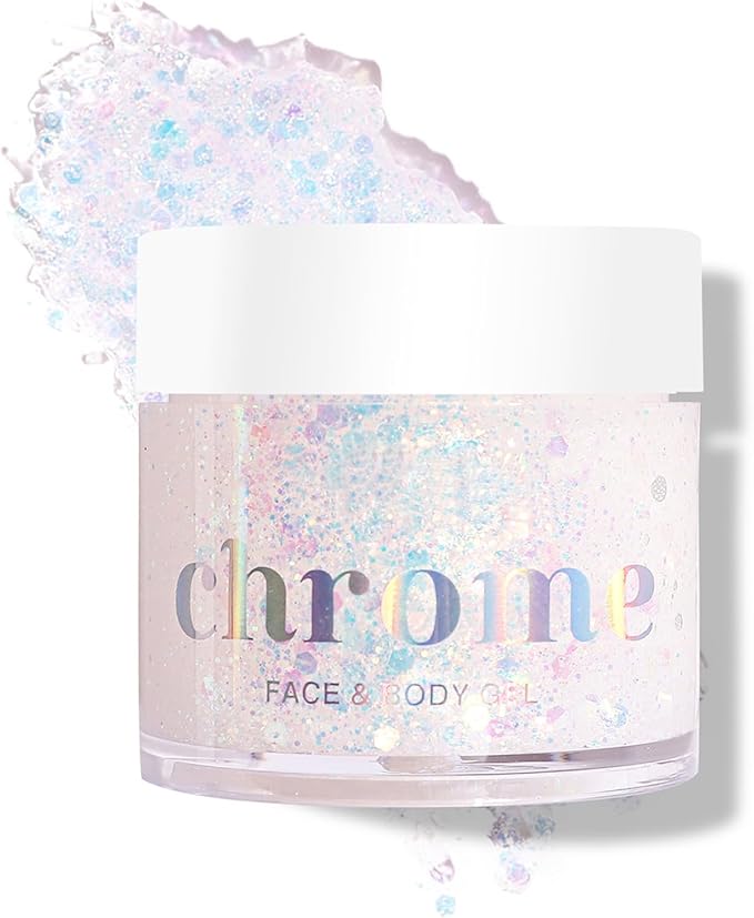 White Body Face Glitter Gel Makeup Hair Glitter Gel Long Lasting Shiny Holographic Chunky Sequins Halloween Festival Face Paint Glitter Gel Makeup - 01 Sparkling White
