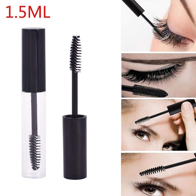 Black Portable Empty Mascara Tube, Eyelash Cream Container Bottle Transparent Plastic Tube Vials Makeup Cosmetics Tool Beauty and Personal Care (5ml)