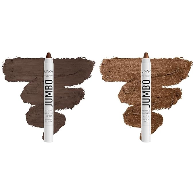 NYX PROFESSIONAL MAKEUP Jumbo Eye Pencil Blendable Eyeshadow Stick & Eyeliner Pencil Bundle - Frappe (Chocolate Brown) & French Fries