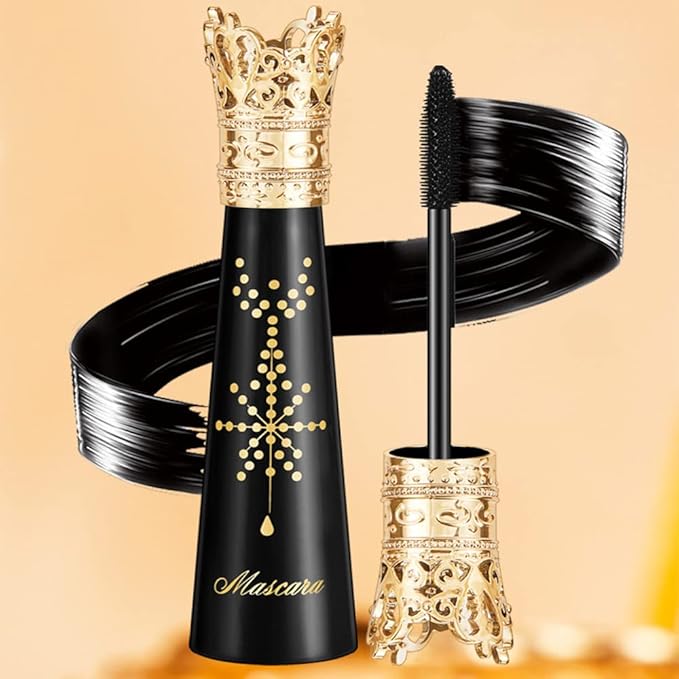 4D Silk Fiber Lash Mascara Waterproof, Liquid Lash Extension Crown Mascara Black Volume and Length, Long Lasting, Thickening & Lengthening, All Day Full, Long, Thick, Smudge-Proof Eyelashes