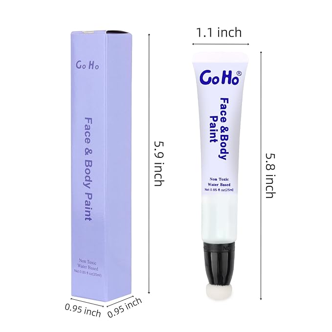 Go Ho Black and White Face Body Paint,Water Based Face Painting Kit Highly Pigmented,Smooth and Safe for Skin,Halloween Costumes Cosplay SFX Zombie Skeleton Clown Makeup
