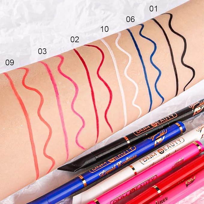 evpct 3Pcs Black Royal Blue White Liquid Wing Eyeliner Stamp Eye Pencil Makeup Set Waterproof Colored Color Eye Liners Stamps Shapes delineador de ojos contra el agua delineadores de colores para ojos