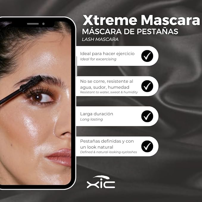 Eyelash and Eyebrow Growth Serum + Professional Mascara for athletes. Pack with 2 tubes 1 XiC Enahncer to Grow Eyelashes and 1 Xtreme Mascara, ideal for Making Exercise. XiC Duo Xtreme